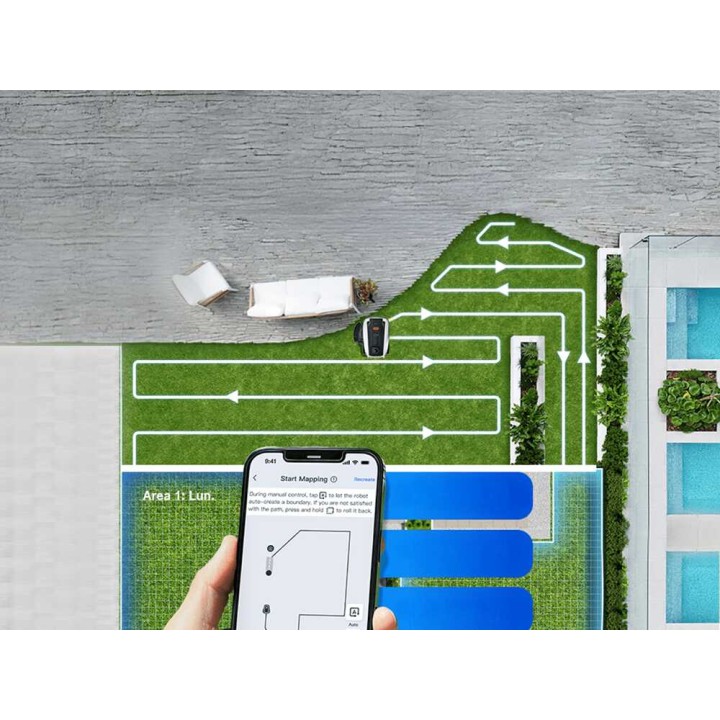 Ecovacs Goat O1200 LiDAR PRO -robottiruohonleikkuri, ilman rajakaapelia, 1 200 m²