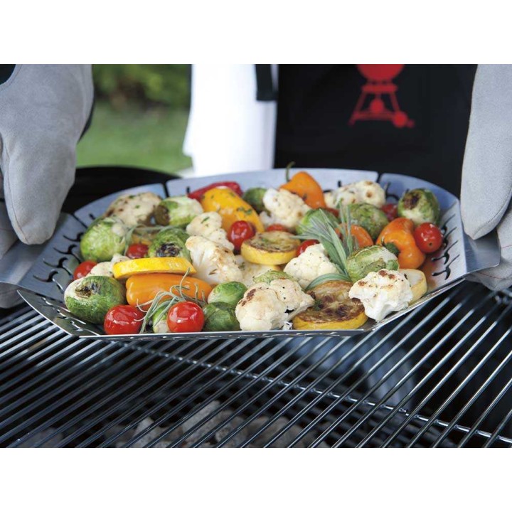 Weber 6678 suuri Premium-grillikori, ruostumaton teräs, 26,5 × 36,5 × 2,8 cm
