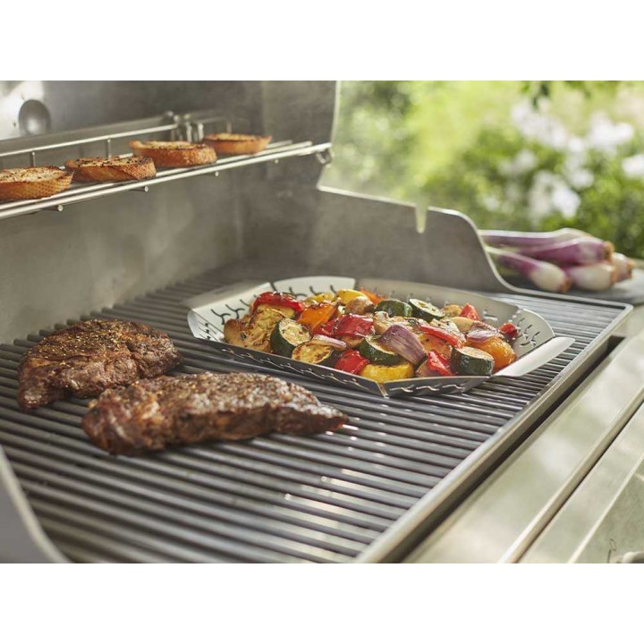 Weber 6678 suuri Premium-grillikori, ruostumaton teräs, 26,5 × 36,5 × 2,8 cm