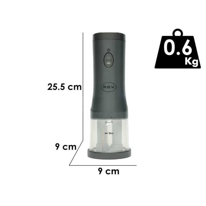 RGV Cheesy Grigia sähköraastin, 30 W, ladattava litiumakku, 3 terää