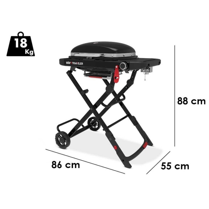 Weber Traveler Compact 1501750 kaasugrilli, 3,2 kW, 52 × 36 cm