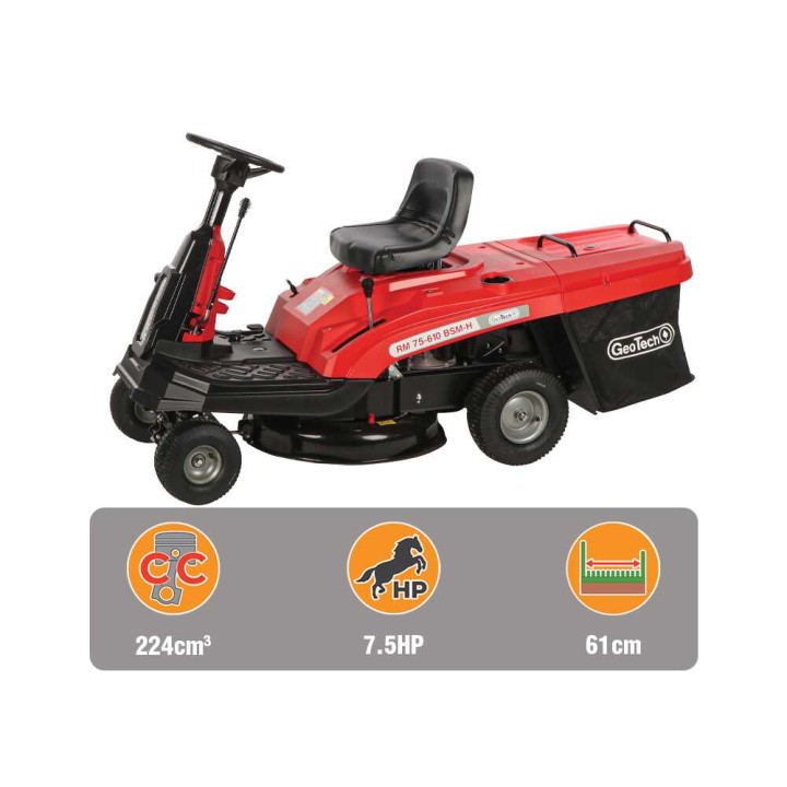 GeoTech RM 75-610 BSM-H mini-rider-ruohonleikkuri, 224 cm³, hydrostaattinen vaihteisto