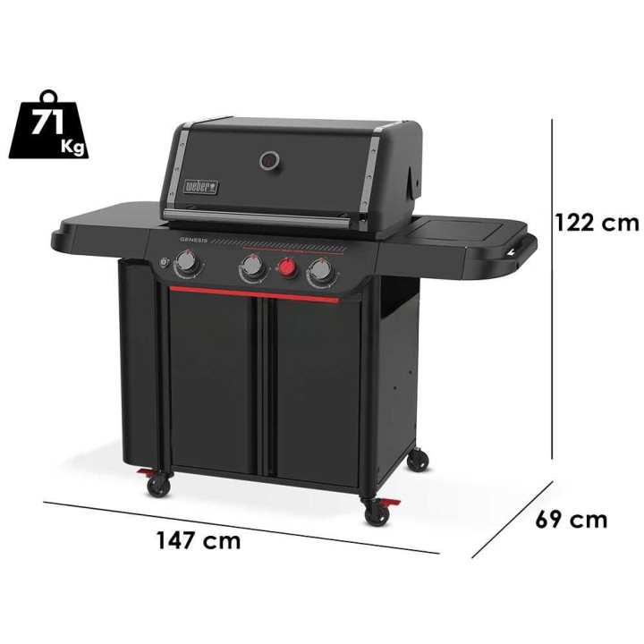 Weber Genesis E-330WR Stealth kaasugrilli, 15,2 kW, varrastin, 68 × 48 cm