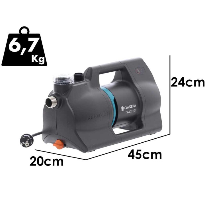 Gardena 4600 Silent sähköinen itsesyöttävä puutarhapumppu, 600 W, 4 600 l/h