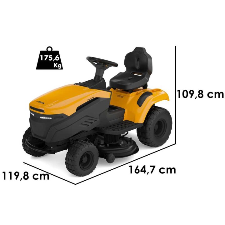 STIGA Tornado 398e akkukäyttöinen ajoleikkuri, 98 cm, 56 V, sivullepuhallus ja bioleikkuu