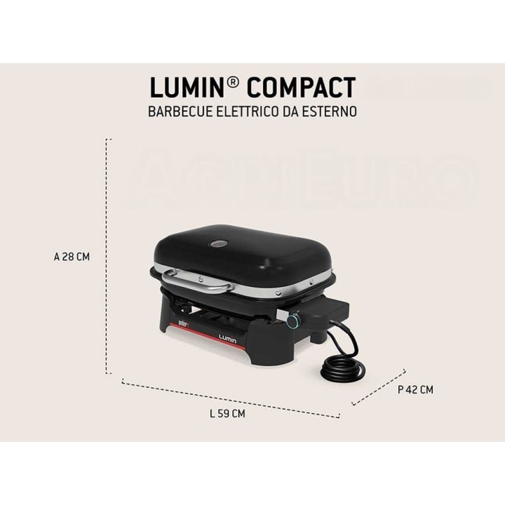 Weber Lumin Compact Black 1502044 sähkögrilli, 2 200 W, 230 V