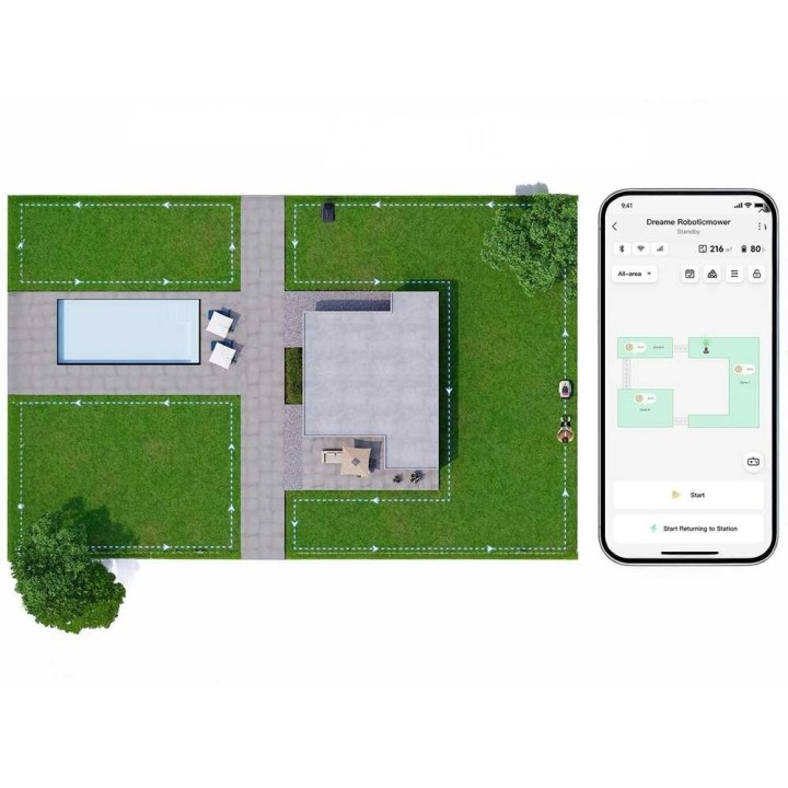 Dreame A1 Pro robottiruohonleikkuri ilman rajalankaa, 2 000 m², 18 V, 5 Ah