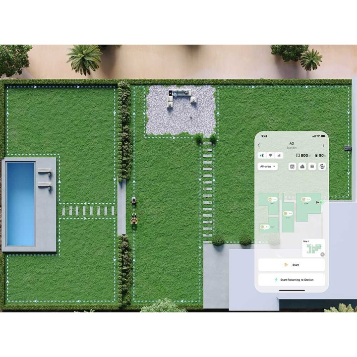 Dreame A2 2000 robottiruohonleikkuri ilman rajakaapelia, 2 000 m², 18 V