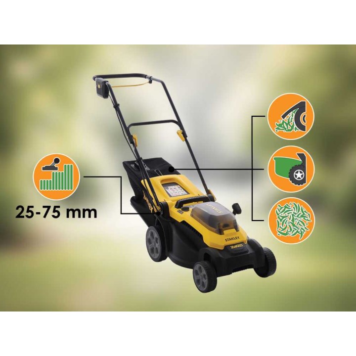 Stanley SCMWP3401M1-QW akkuruohonleikkuri, 34 cm, 18 V, 4 Ah
