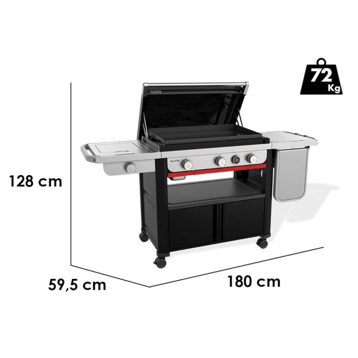Weber Premium Slate GPD 76cm kaasugrilli parilalevyllä, 10,6 kW, sivukeitin