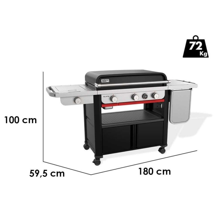 Weber Premium Slate GPD 76cm kaasugrilli parilalevyllä, 10,6 kW, sivukeitin