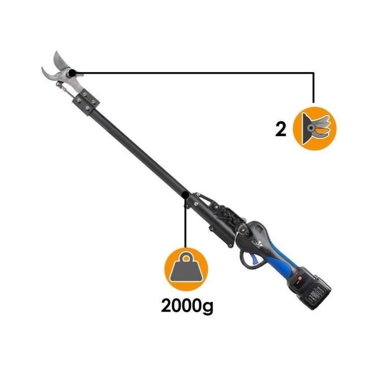 VESCO X37AF akkukäyttöiset oksasakset varrella, 90 cm, 2 × 21,6 V 2,5 Ah