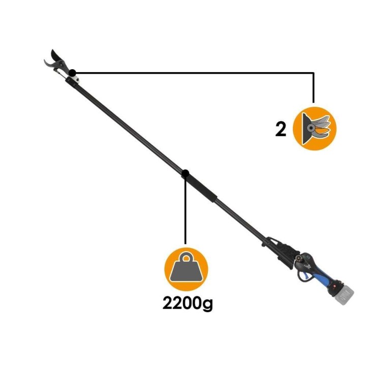 Vesco X37AF sähköoksasakset varrella, 160 cm, 37 mm, ilman akkua ja laturia
