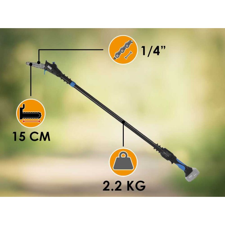 Vesco X180AT akkukäyttöinen pylväsleikkuri, 180–270 cm, 36 V, ilman akkua ja laturia