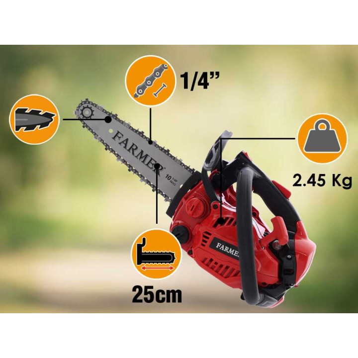 FARMER FA2610CA bensiinikäyttöinen oksasaha, 25 cm³, carving-laippa 25 cm