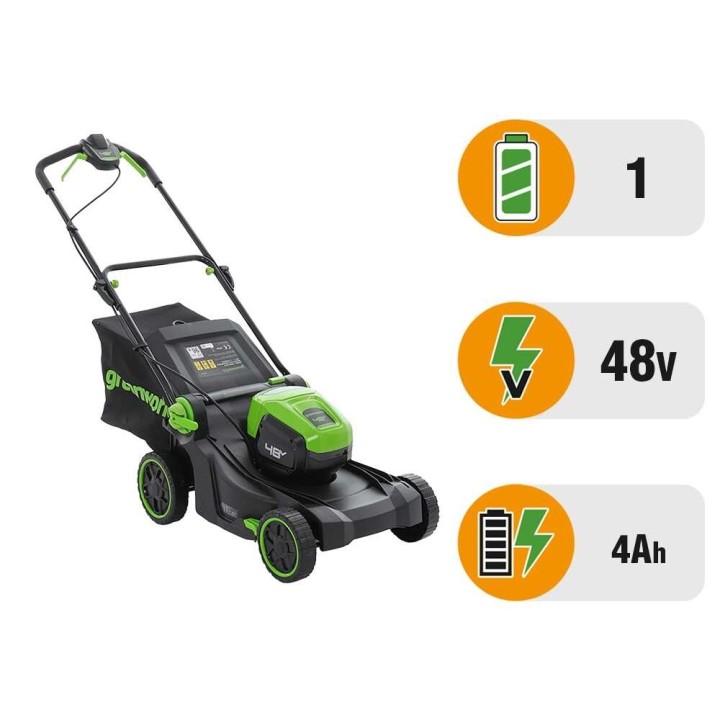 Greenworks GD48LM41II akkuruohonleikkuri, 41 cm, 48 V, 4 Ah