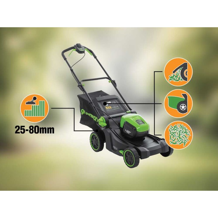 Greenworks GD48LM41II akkuruohonleikkuri, 41 cm, 48 V, 4 Ah