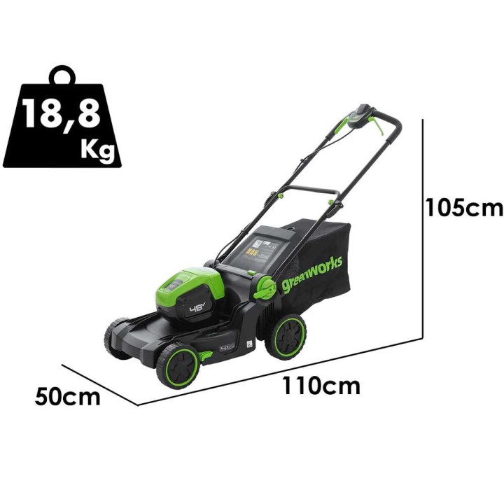 Greenworks GD48LM41II akkuruohonleikkuri, 41 cm, 48 V, 4 Ah