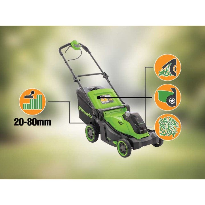 Greenworks LM4104 akkuruohonleikkuri, 40 V, 41 cm, ilman akkua ja laturia