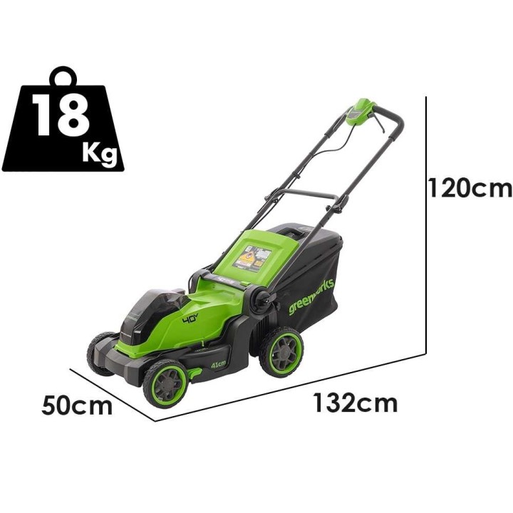 Greenworks LM4104 akkuruohonleikkuri, 40 V, 41 cm, ilman akkua ja laturia
