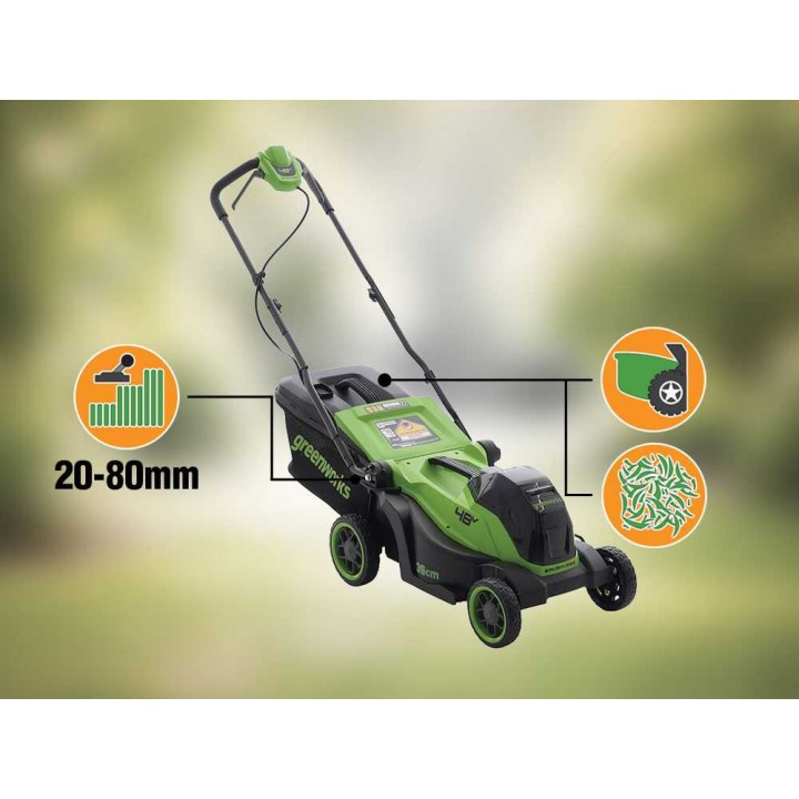 Greenworks LM360D akkuruohonleikkuri, 36 cm, 48 V, 4 Ah, 400 m²