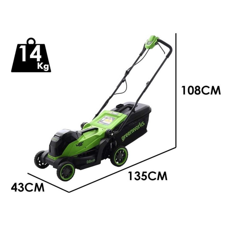 Greenworks LM360D akkuruohonleikkuri, 36 cm, 48 V, 4 Ah, 400 m²