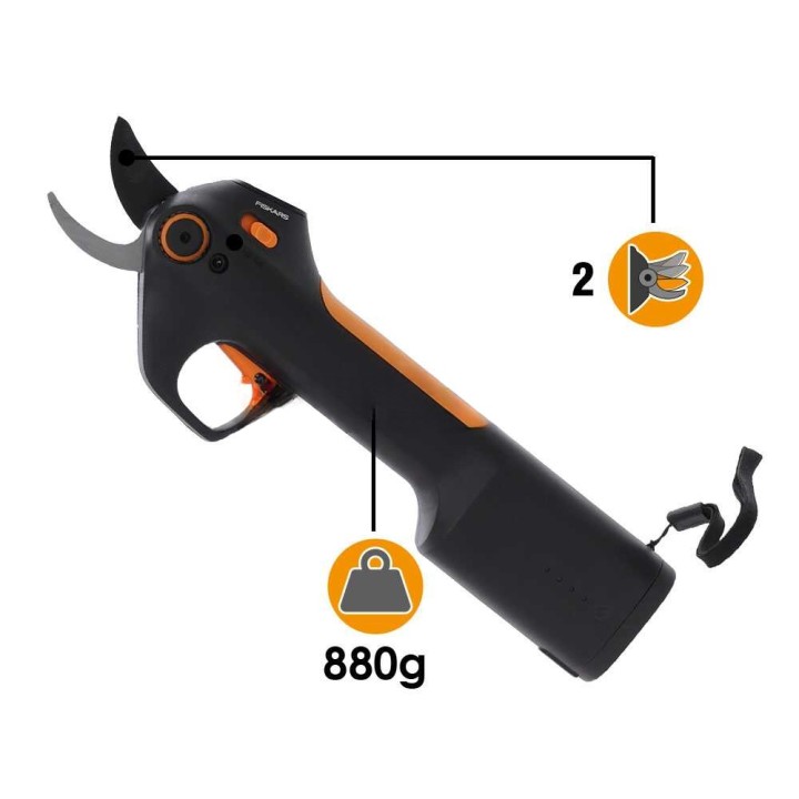 Fiskars ePruner M Bypass sähköoksasakset, 8 V, 4,0 Ah, 25 mm