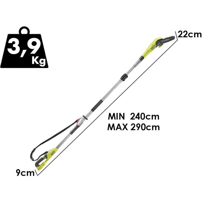 Ryobi RY18PP20A-0 akkukäyttöinen teleskooppinen oksasaha, 20 cm, 18 V, ilman akkua ja laturia