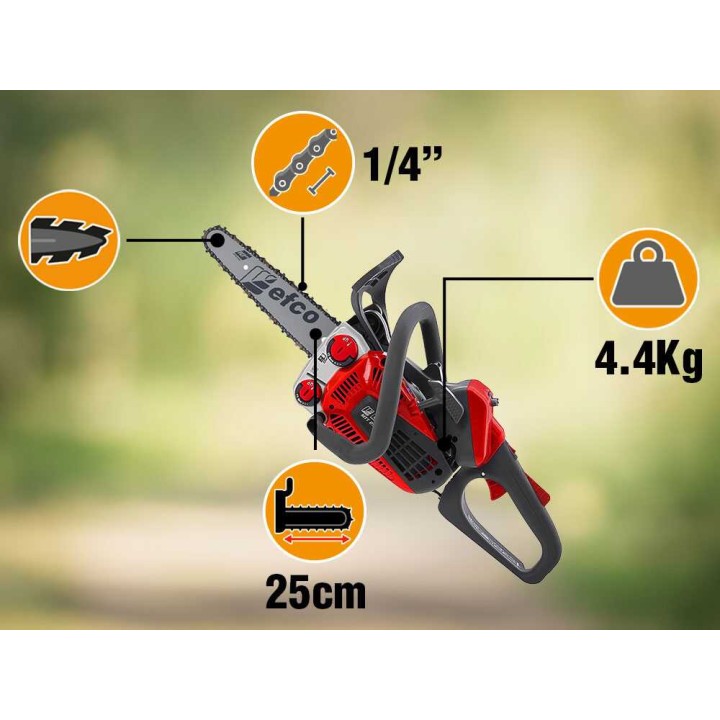 Efco MTT 2500 R bensiinikäyttöinen oksasaha, carving-laippa 25 cm, 1,3 HP