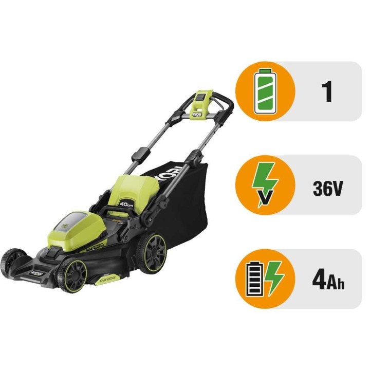 Ryobi RY36LM40A-140 akkuruohonleikkuri, 36 V, 4 Ah, 40 cm
