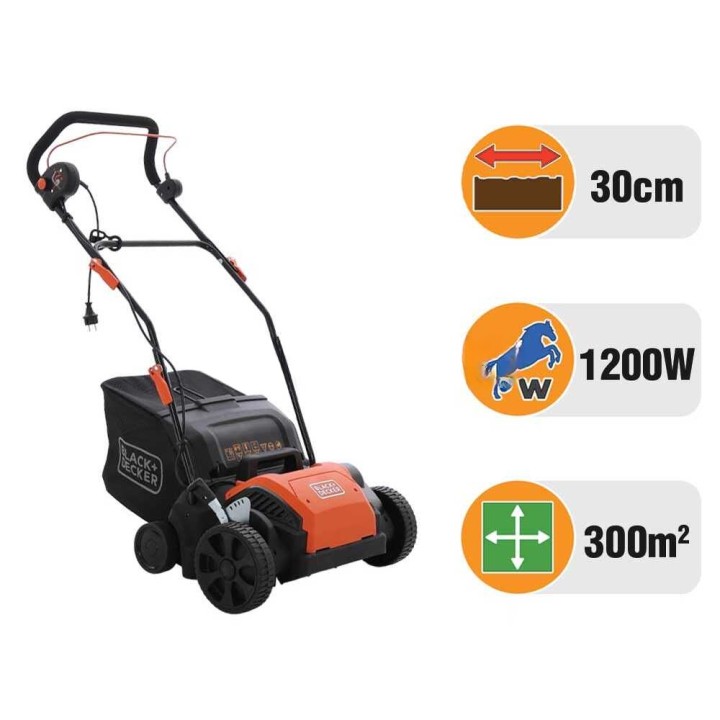 Black & Decker BEOEP320-QS sähköinen arieggiaattori ja scarifier, 1 200 W, 30 cm, 230 V