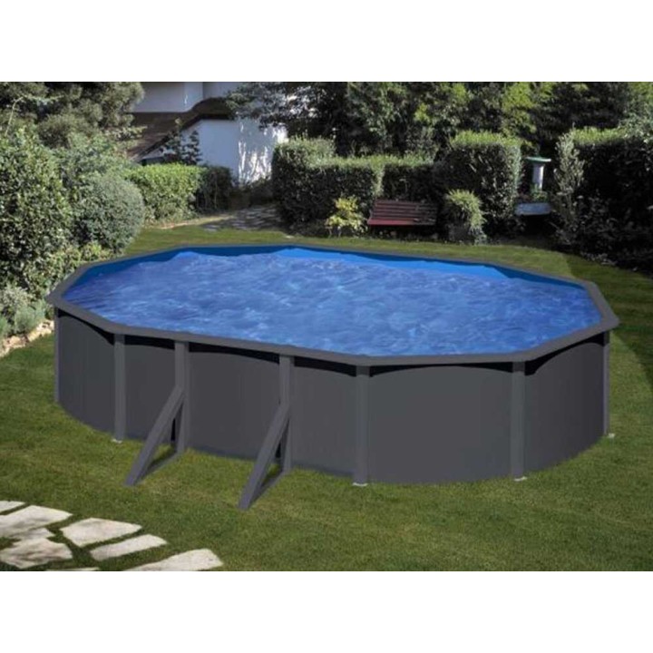 Gre Anthracite Ovale teräsallas 610 × 375 × 120 cm, antrasiitti