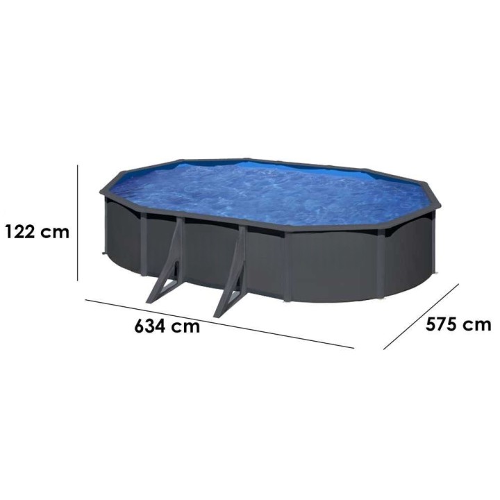 Gre Anthracite Ovale teräsallas 610 × 375 × 120 cm, antrasiitti