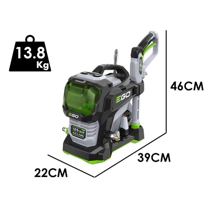 EGO HPW1800E akkukäyttöinen painepesuri, 125 bar, 2 × 56 V / 5 Ah