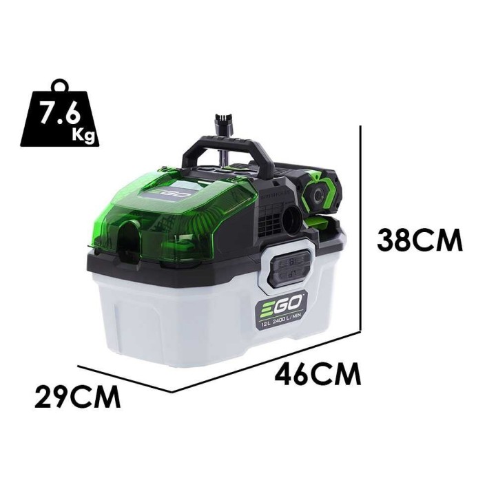Ego WDV 0300E märkä- ja kuivaimuri, 12 l, 56 V / 5 Ah