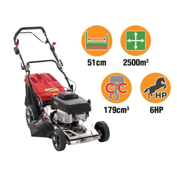 Marina Systems MX 55 SK 3V vetävä bensiiniruohonleikkuri, Kawasaki FJ180V, 6 HP, 52 cm