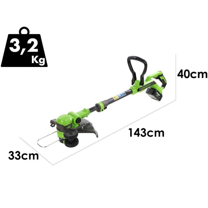 Greenworks G48GTE30IIK2 akkukäyttöinen reunaleikkuri, 48 V, 2 Ah, 30 cm