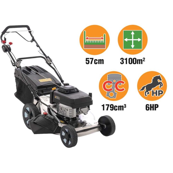 Marina Systems MX 57 SK 3V vetävä bensiiniruohonleikkuri, 57 cm, Kawasaki FJ180V 6 HP
