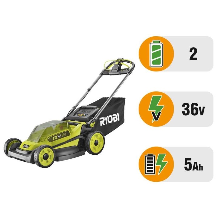 Ryobi RY18LMXSP51A-0 akkuruohonleikkuri, 51 cm, 18 V, ilman akkuja ja laturia