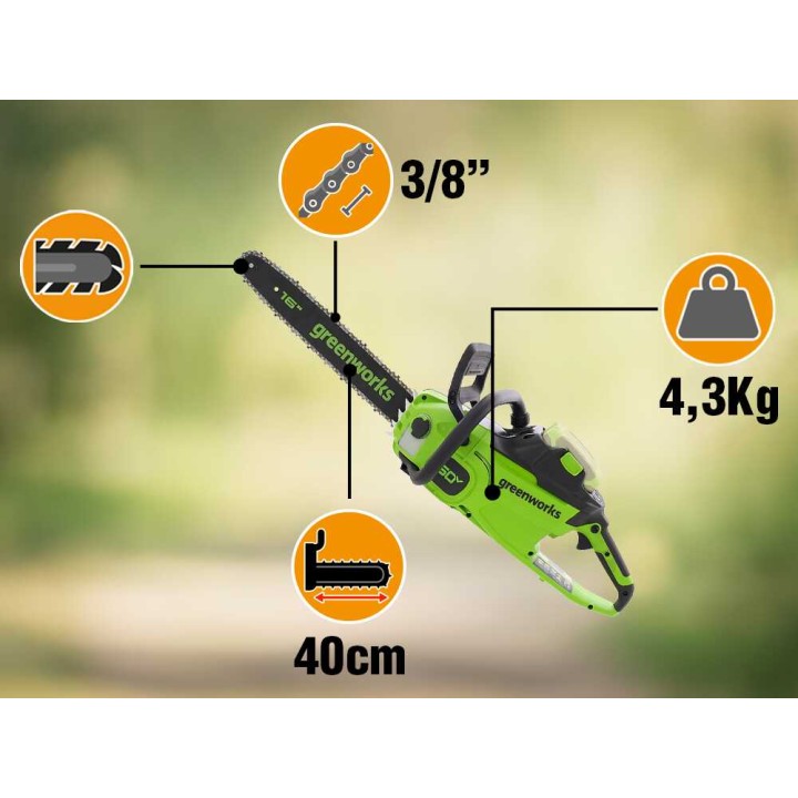 Greenworks CS40O6 akkumoottorisaha, 60 V, 40 cm, ilman akkua ja laturia