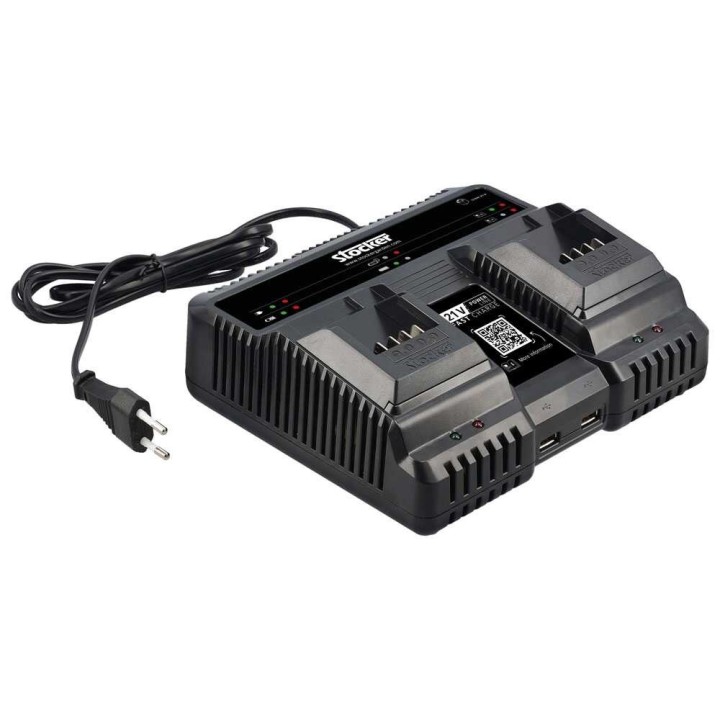STOCKER Fast Charge 21 V -kaksoislaturi
