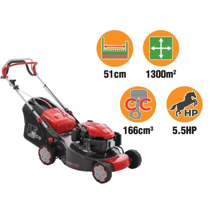 Efco LR 53 TK Comfort Plus -bensiiniruohonleikkuri, 166 cm³, 51 cm, takaveto