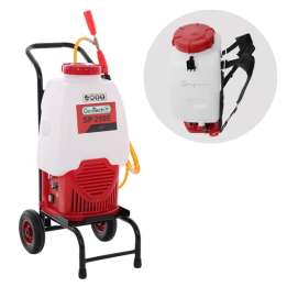 GeoTech SP 250 E akkukäyttöinen ruiskupumppu 25 l 12 V selkäkäyttö ja trolley