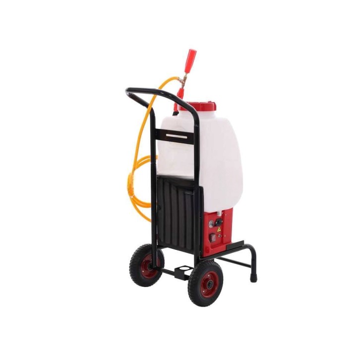 GeoTech SP 250 E akkukäyttöinen ruiskupumppu, 25 l, 12 V, selkäkäyttö ja trolley