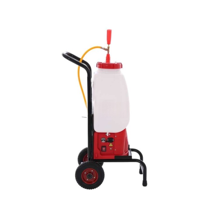 GeoTech SP 250 E akkukäyttöinen ruiskupumppu, 25 l, 12 V, selkäkäyttö ja trolley