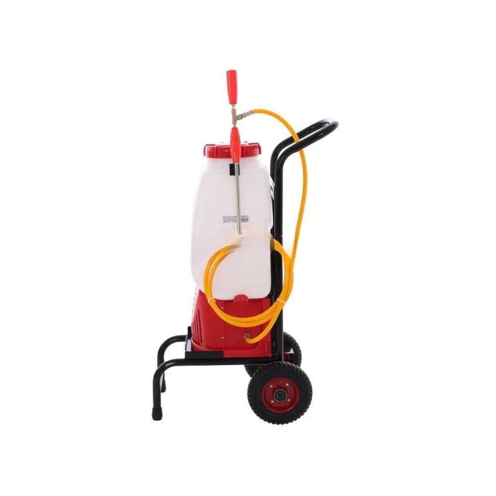 GeoTech SP 250 E akkukäyttöinen ruiskupumppu, 25 l, 12 V, selkäkäyttö ja trolley