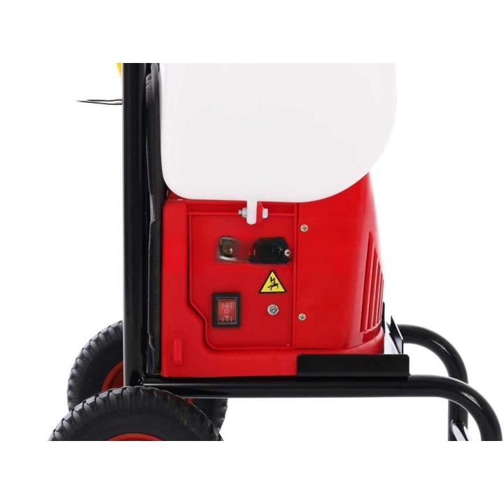 GeoTech SP 250 E akkukäyttöinen ruiskupumppu, 25 l, 12 V, selkäkäyttö ja trolley