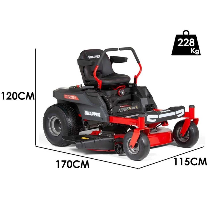 Snapper EZX107 akkukäyttöinen nollakääntösäteinen ajoleikkuri, 107 cm, 72 V/44 Ah