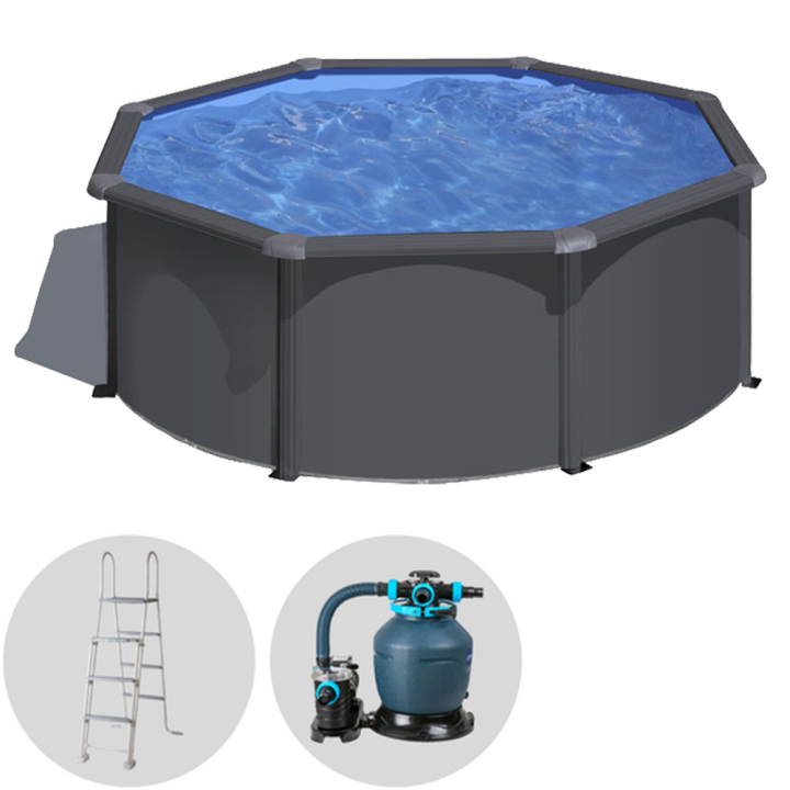 Gre Anthracite Rotonda 300 120 cm teräsallas 7 410 l hiekkasuodatin