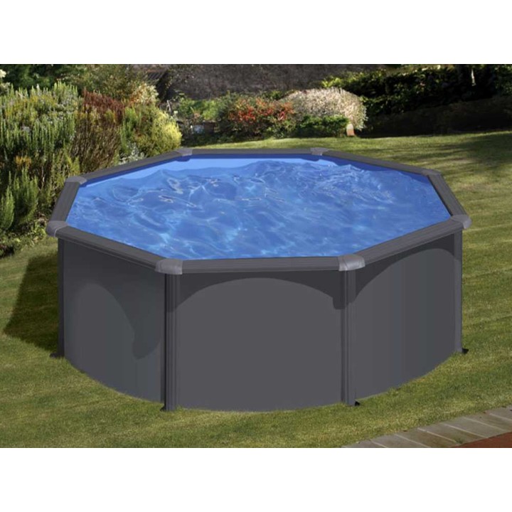 Gre Anthracite Rotonda Ø300 × 120 cm teräsallas, 7 410 l, hiekkasuodatin